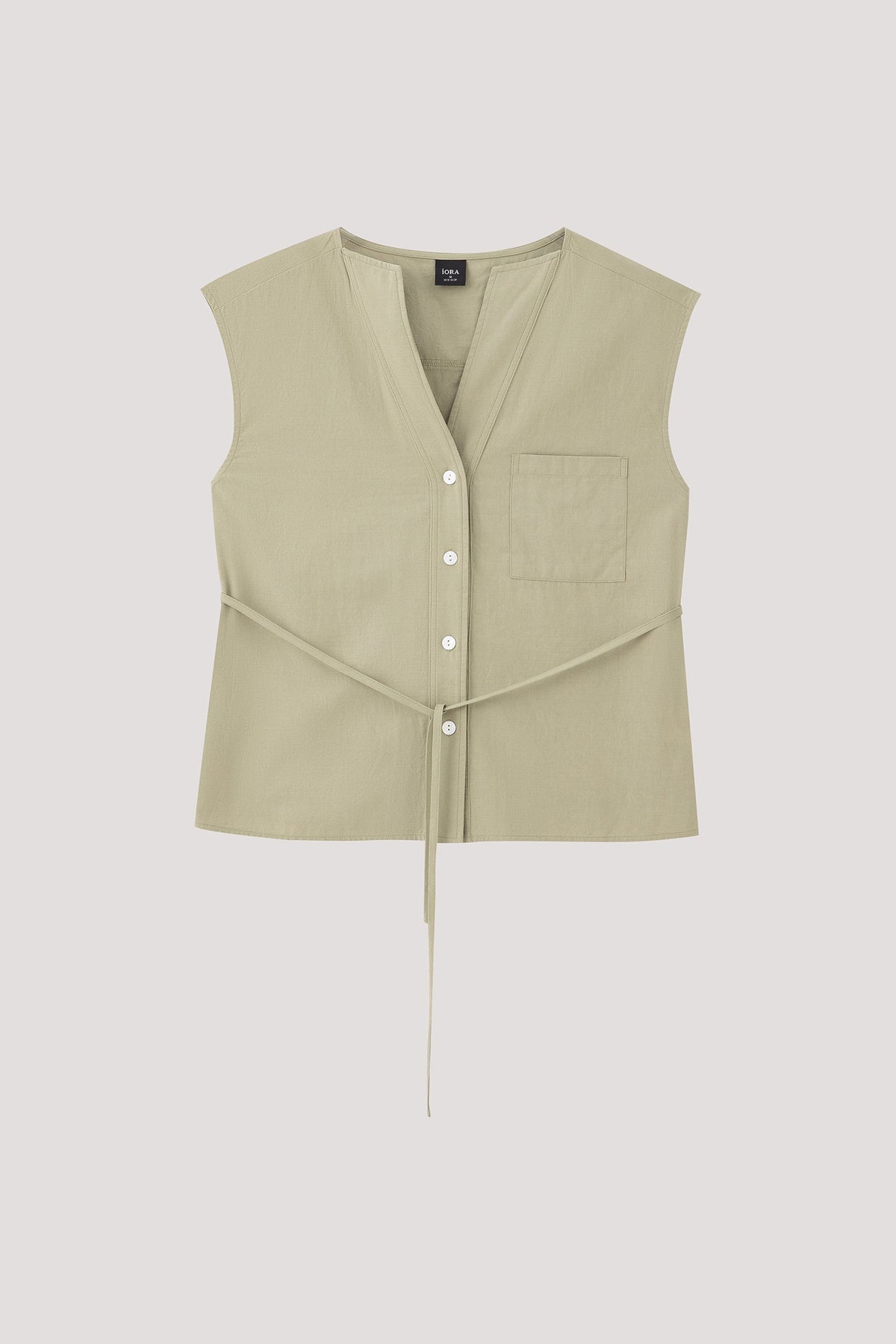 Low V-neck Button Down Vest Top