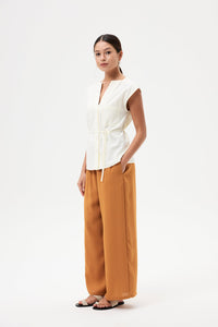 Low V-neck Button Down Vest Top