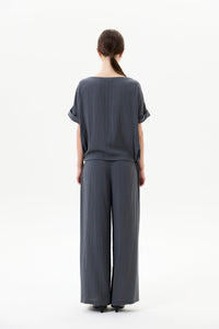 Paneled Drawstring Blouse