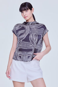 Printed Rolled Collar Blouse
