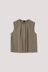 Front Pleat Sleeveless Blouse