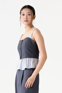 Striped Peplum Bustier Top