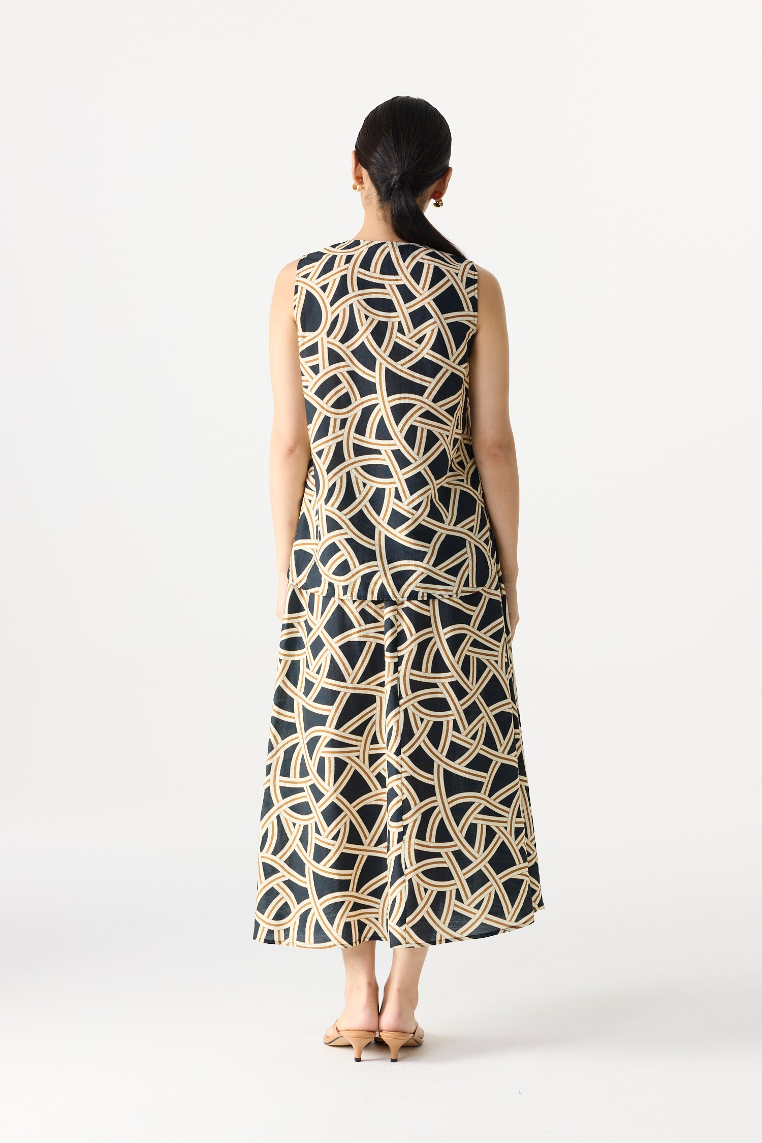 Printed V-Neck Sleeveless Top