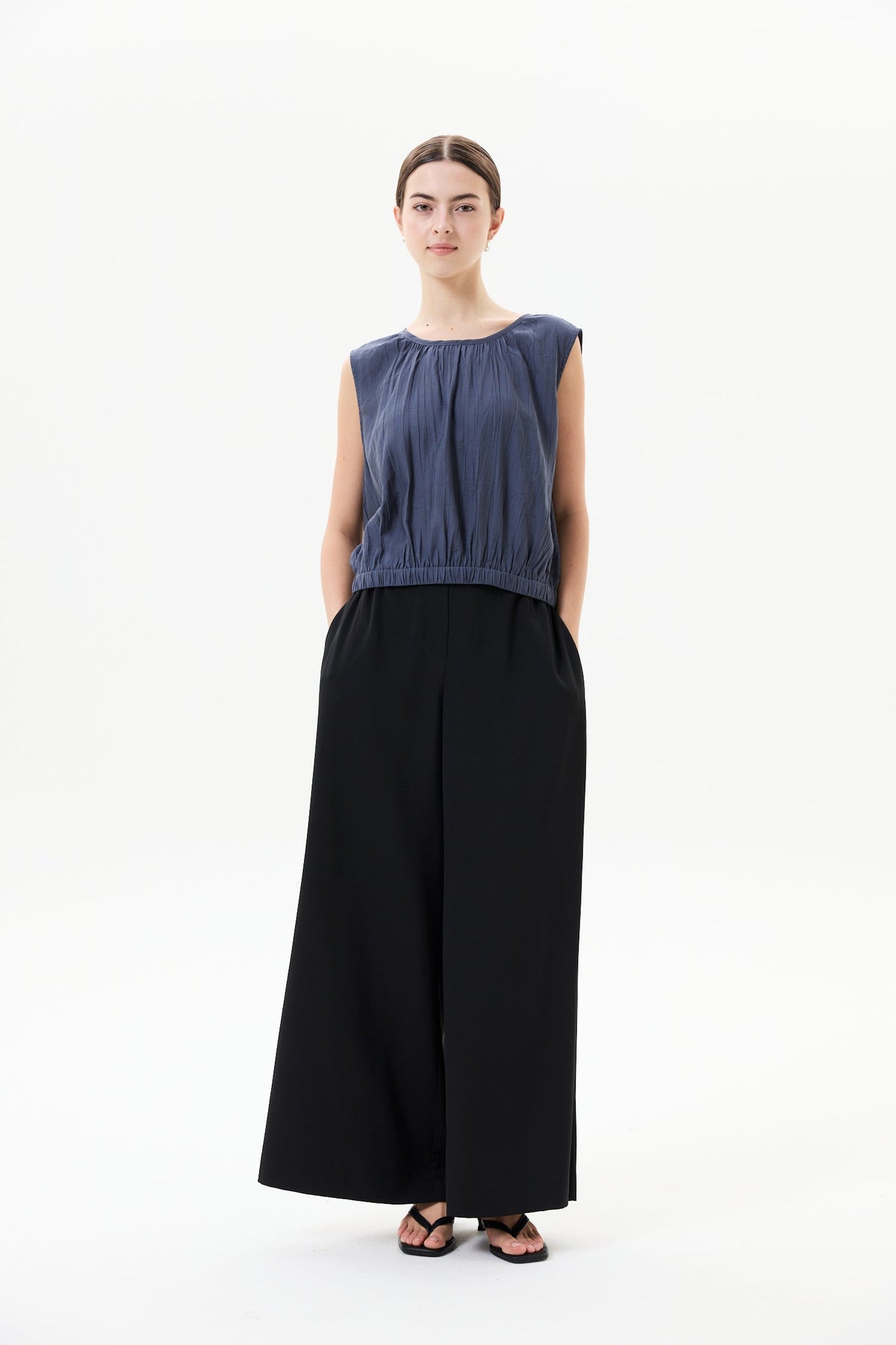 Woven Gathering Sleeveless Top