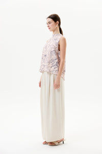Printed High Neck Sleeveless Top