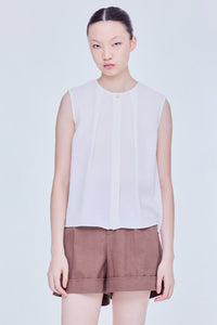 Front Pleat Sleeveless Blouse