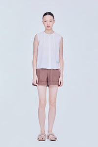 Front Pleat Sleeveless Blouse