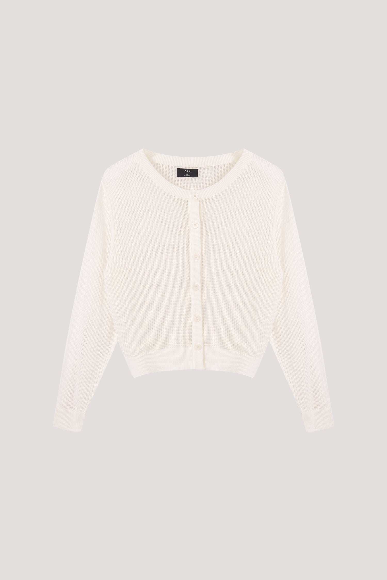 Open-Stitch Button Down Cardigan