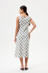 Checks Cowl Neck Dress
