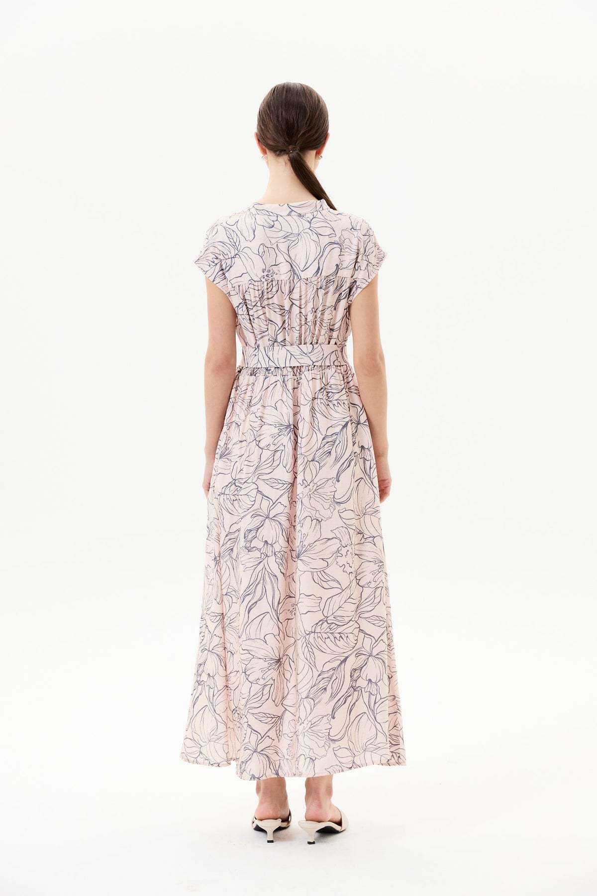 Printed Magyar Midi Dress