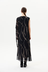 Printed Chiffon Drape Sash Dress