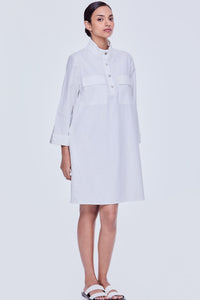 Button-Placket Knee Length Dress