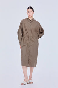 Gathered Waist Shirt Dress