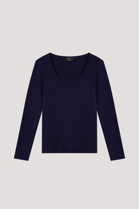Square Neck Long Sleeve Knit Top