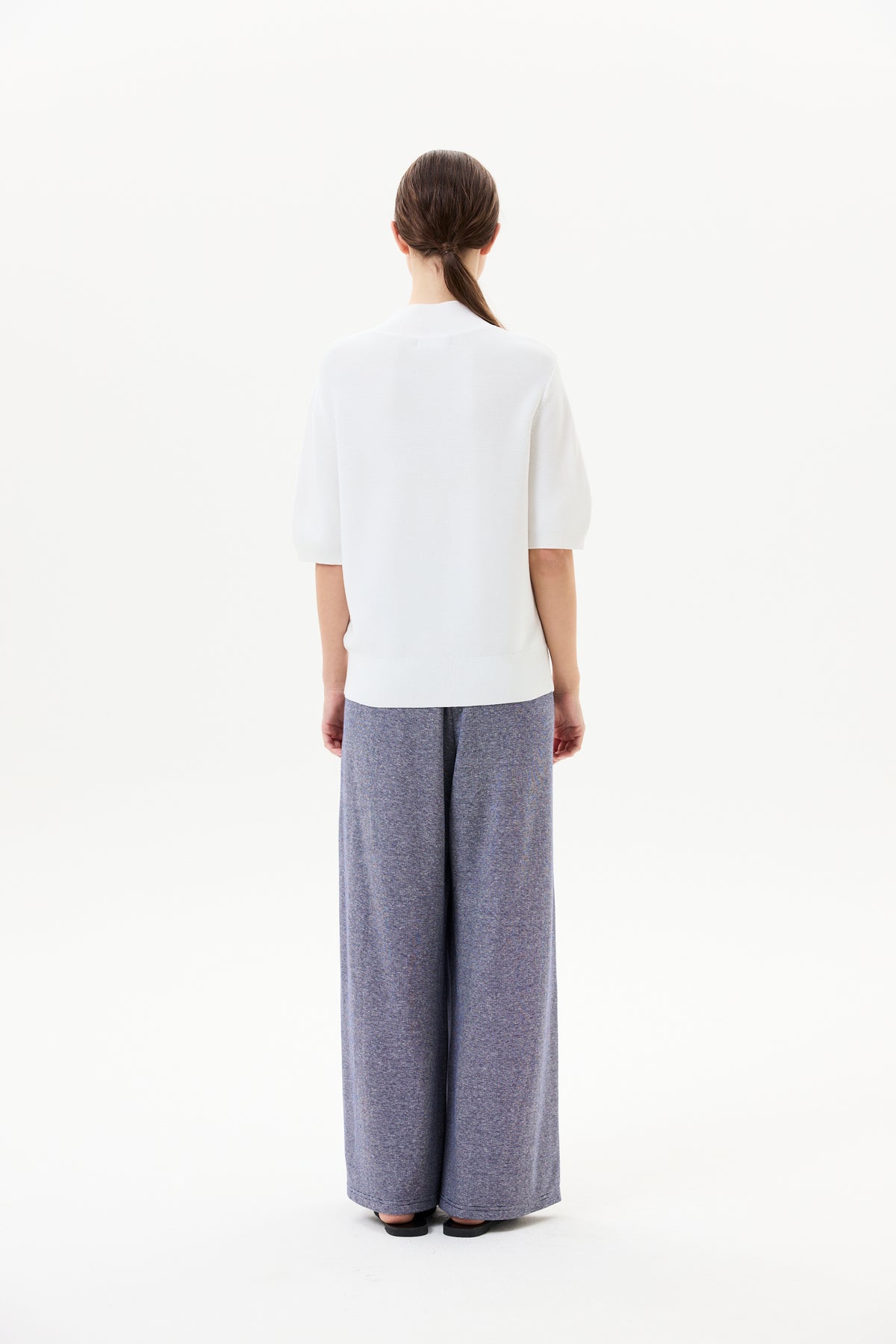 High Ribbed Neck Knit Top