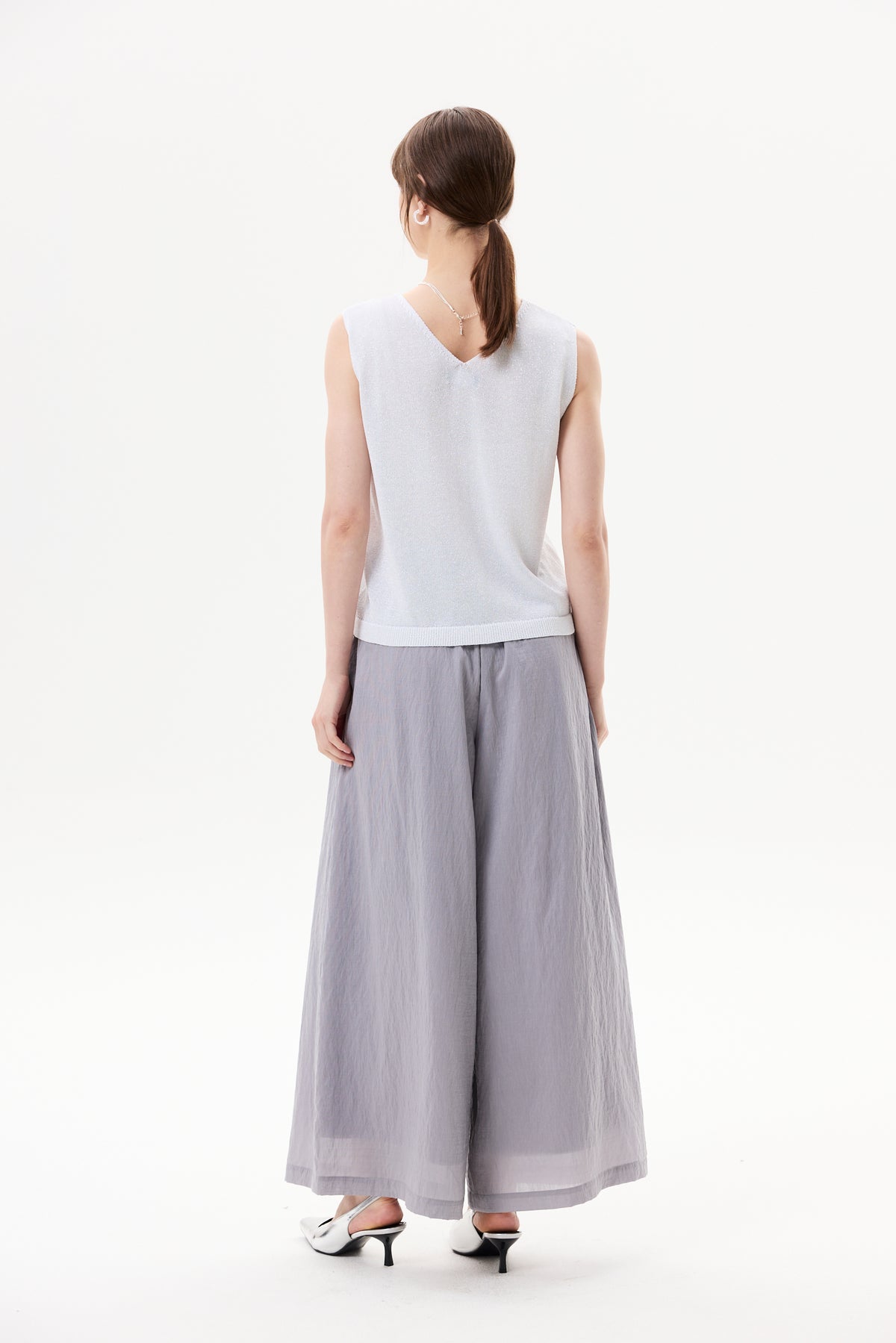 Lurex Folded Cuff Magyar Knit Top