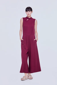 Mandarin Collar Jersey Jumpsuit