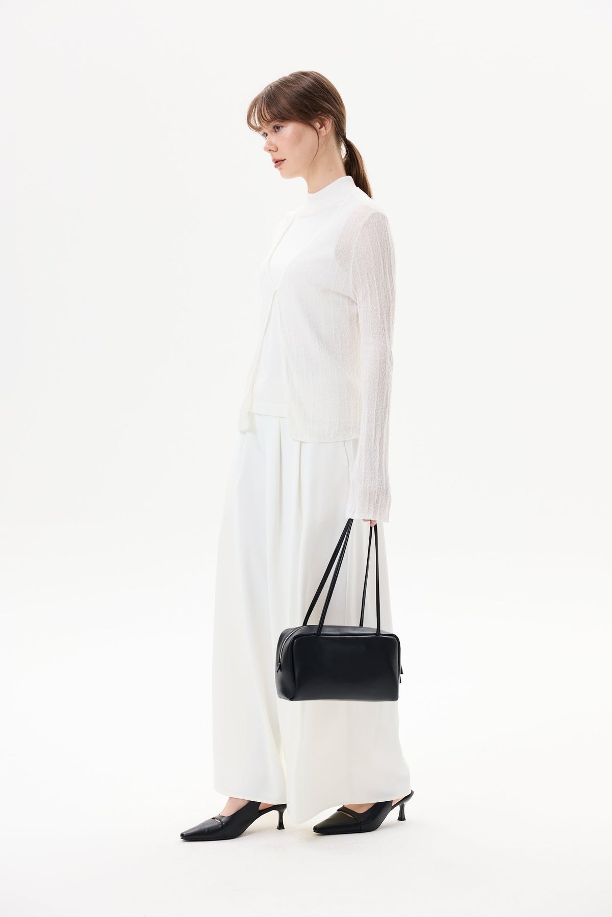 Self-Tie Cord Pleated Pants