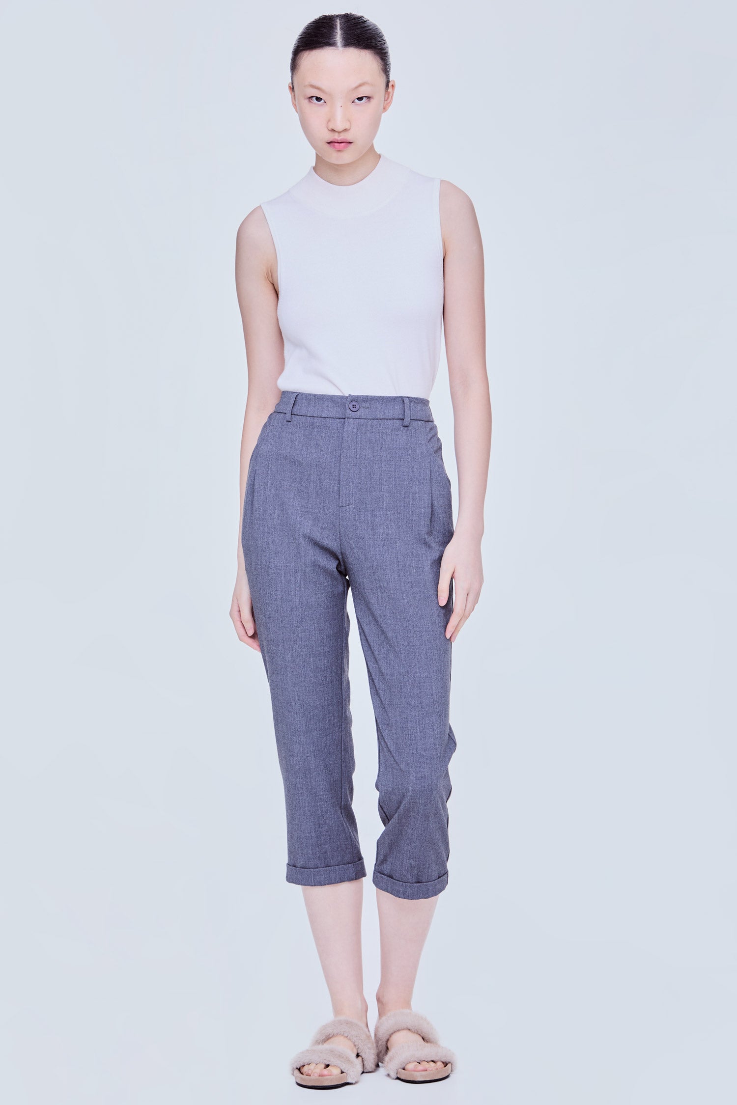 Folded Cuffs Tapered Pants