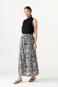 Printed Elasticated Midi Skirt