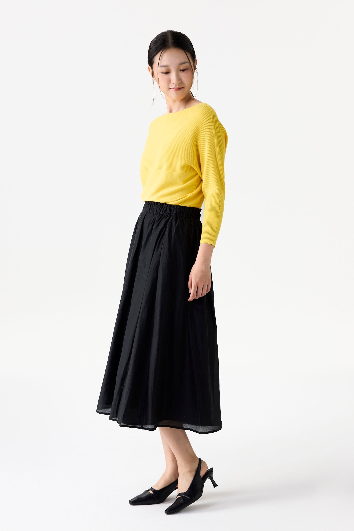 Elasticised Gathered Chiffon Skirt