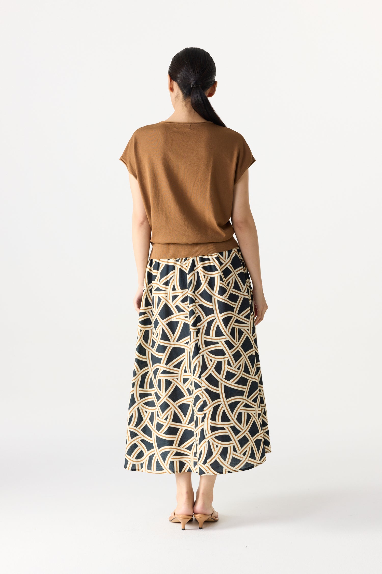 Printed Elasticated Midi Skirt