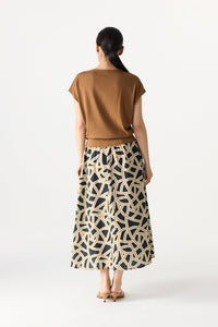 Printed Elasticated Midi Skirt