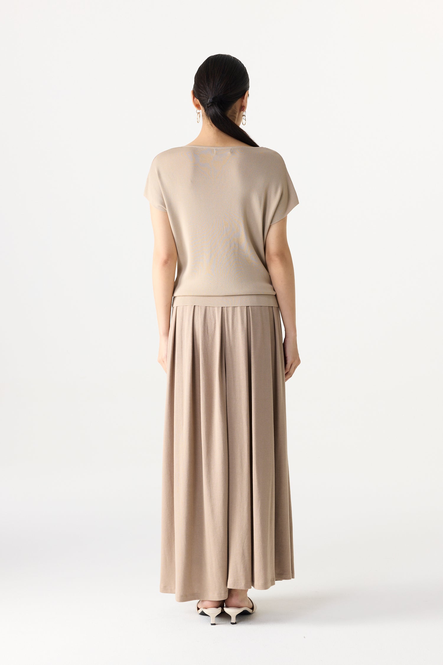 Pleated Jersey Skirt