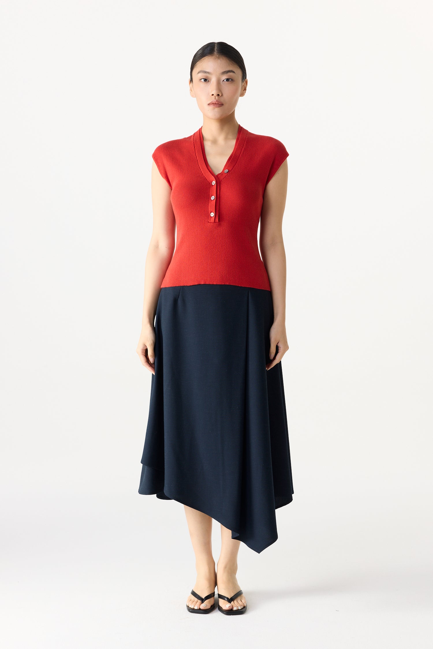 Asymmetrical Midi Wrap Skirt