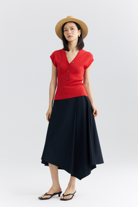 Asymmetrical Midi Wrap Skirt