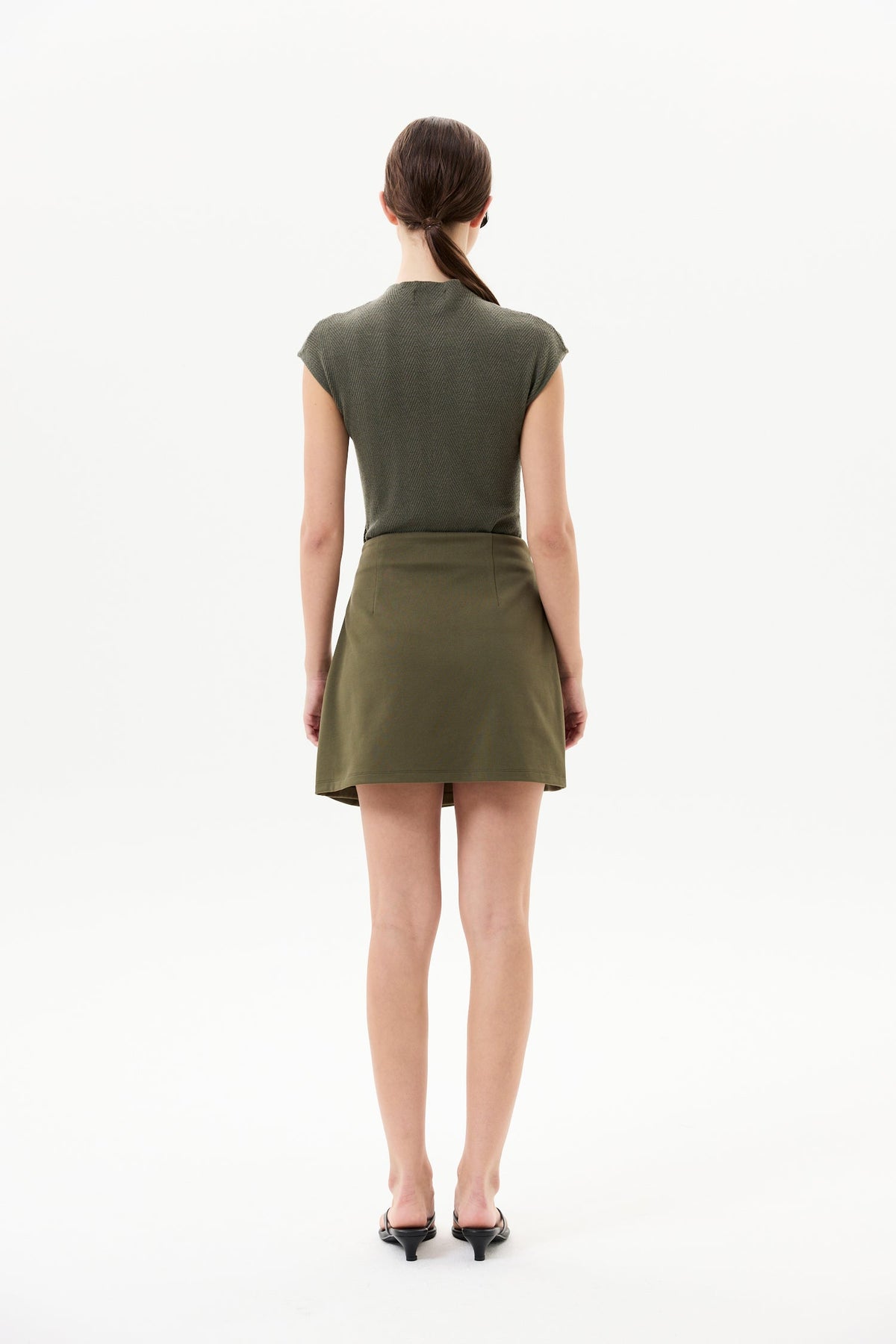 Buckle Strap Twill Mini Skirt