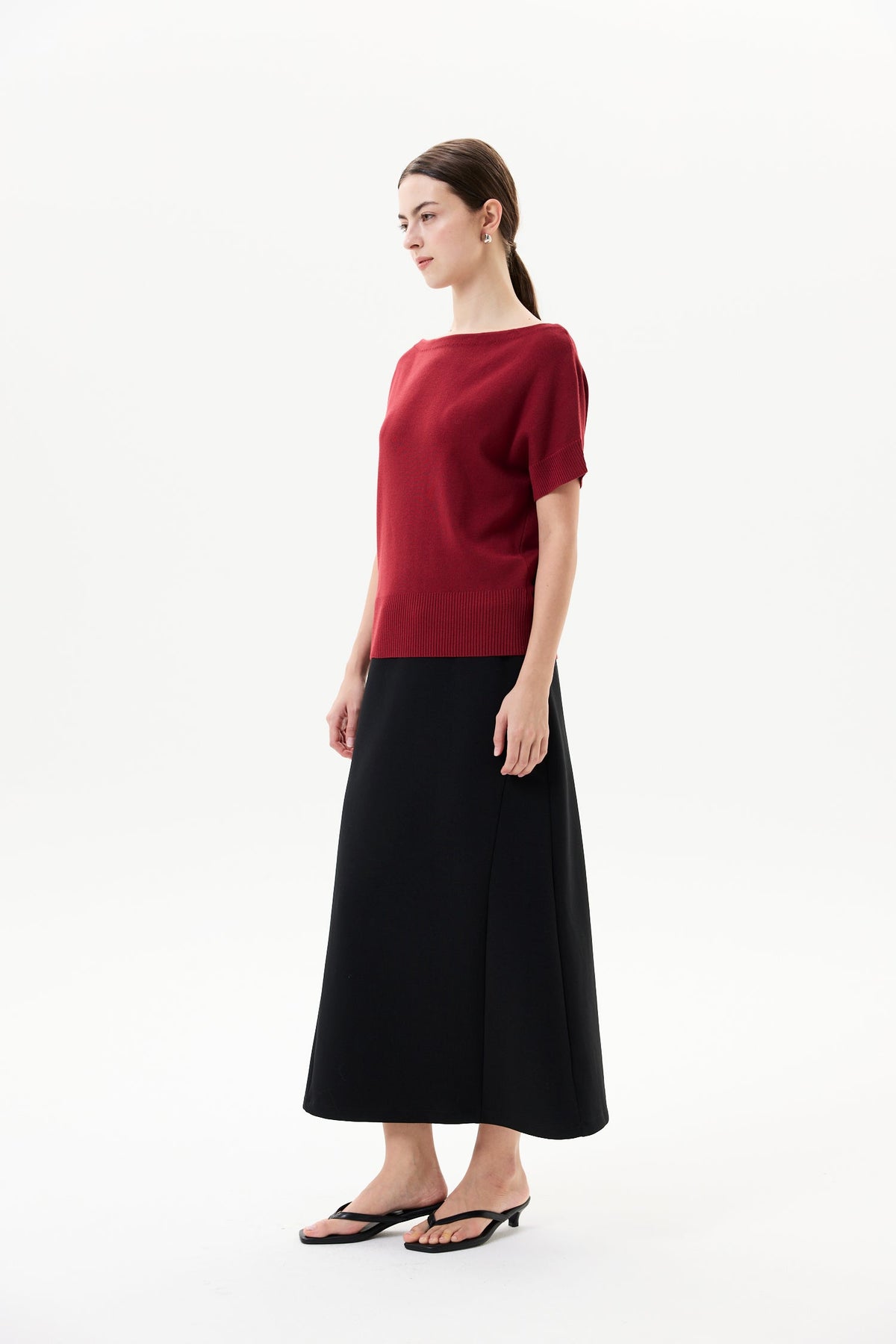Paneled Midi Jersey Skirt