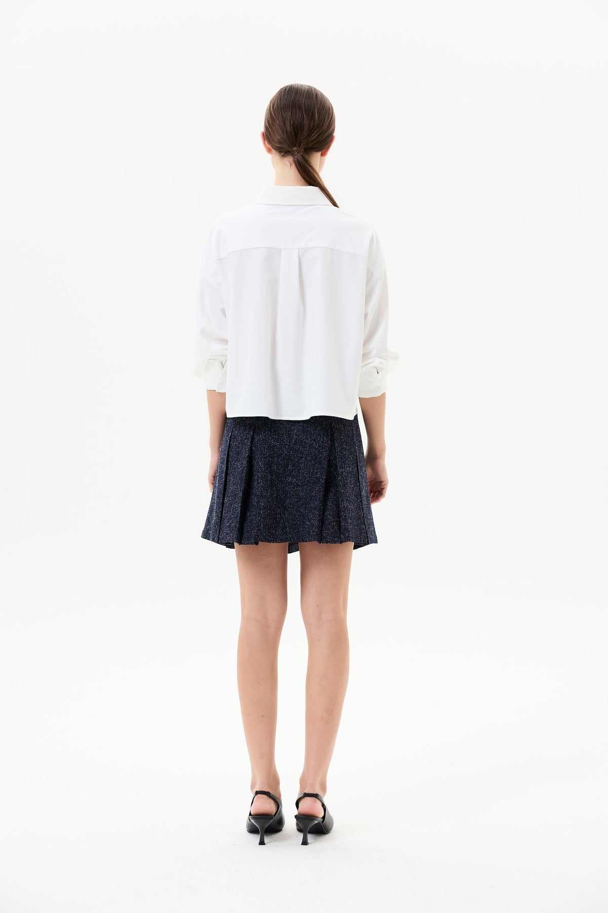 Pleated Tweed Mini Skirt
