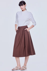 Elasticised Flare Midi Skirt