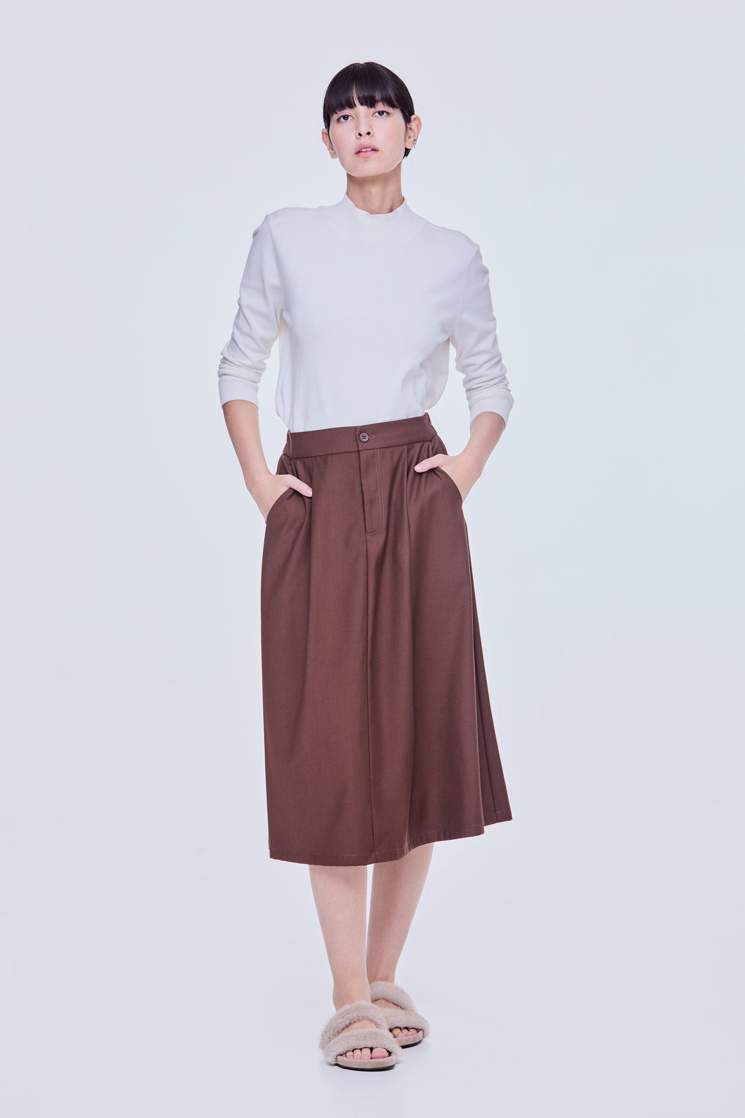 Elasticised Flare Midi Skirt