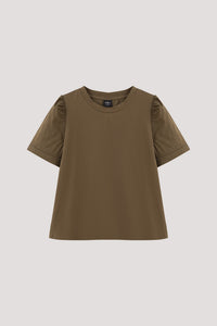 Contrast Puffy Sleeves Top