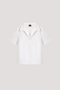 Contrast V-Neck Collared Tee