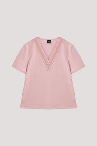Lace Trim V Neck Tee