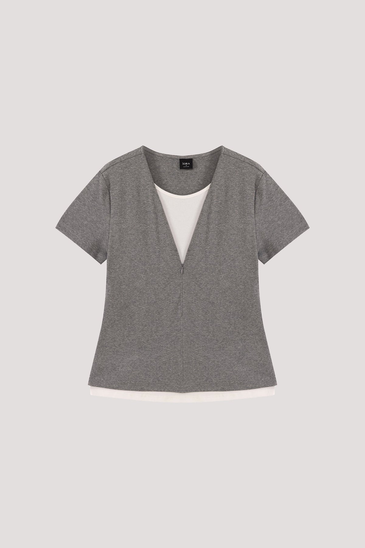 Faux Two-Piece V Neck Jersey Top