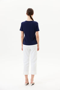 Faux Two-Piece V Neck Jersey Top