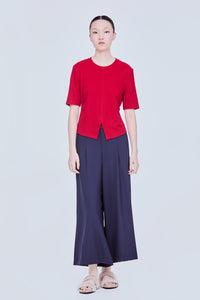 Front Slit Fitted Waist Top