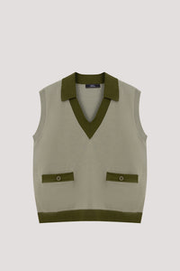 Contrast Trim Knit Vest