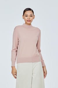 High Neck Ribbed Knit Blouse