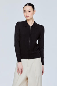 Collared Rib Knit Cardigan