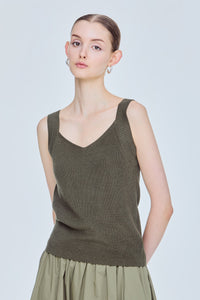 Ribbed V-Neck Knit Top