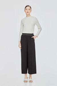 Elastic Waistband Wide Leg Trousers