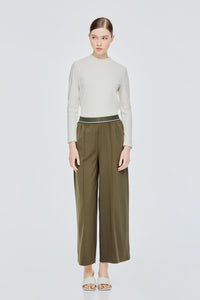 Elastic Waistband Wide Leg Trousers