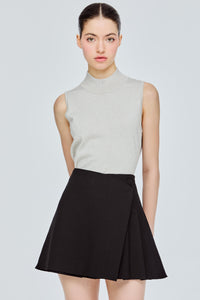 Asymmetrical Front Pleated Skort