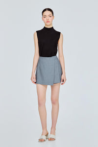 Asymmetrical Front Pleated Skort