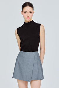 Asymmetrical Front Pleated Skort